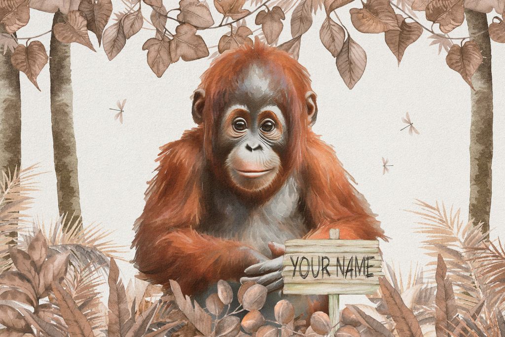 Jeune orang-outan dans la jungle taupe