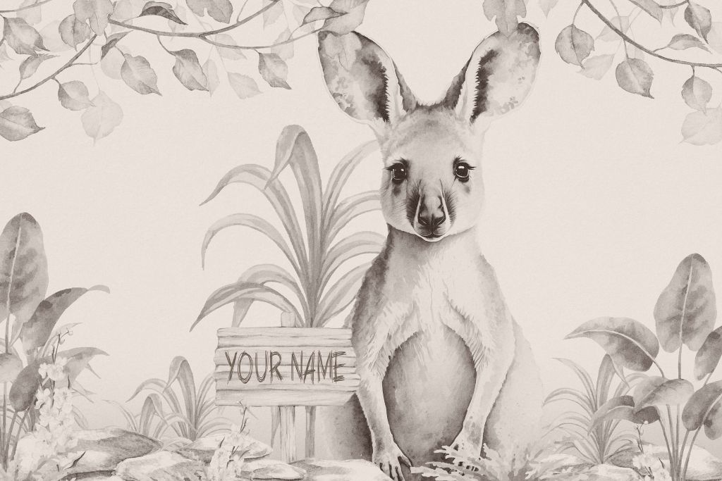 Bébé kangourou dans la jungle beige