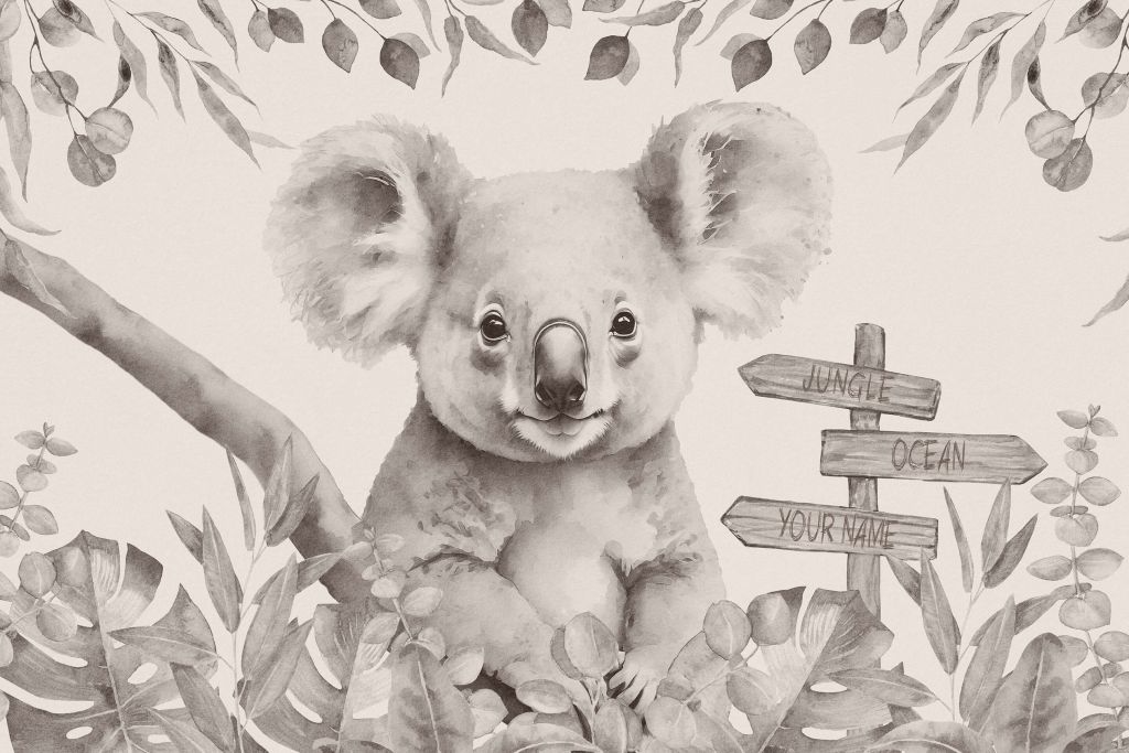 Bébé koala dans la jungle beige