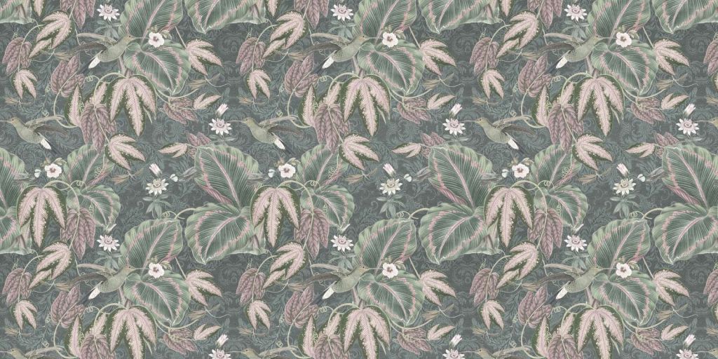 Oiseaux de paradis tropicaux - vert vintage