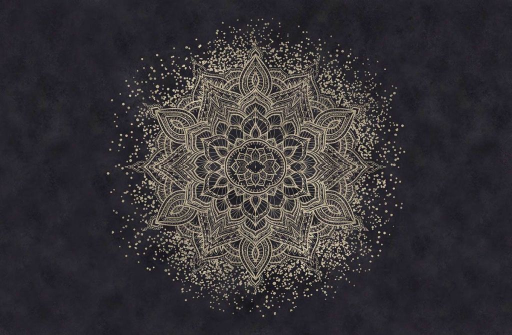 Mandala doré scintillant - marine foncé