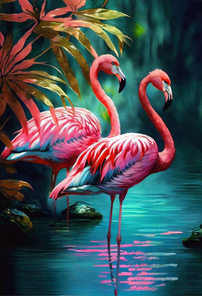 Duo de Flamants Rose Velours