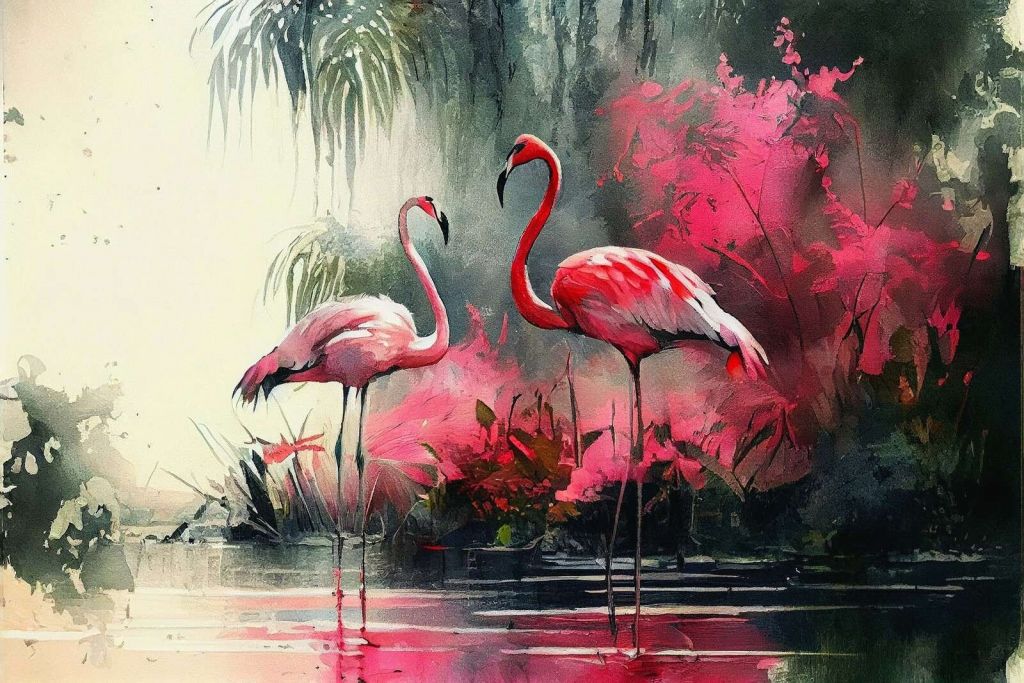 Esquisse de Flamant Carmin