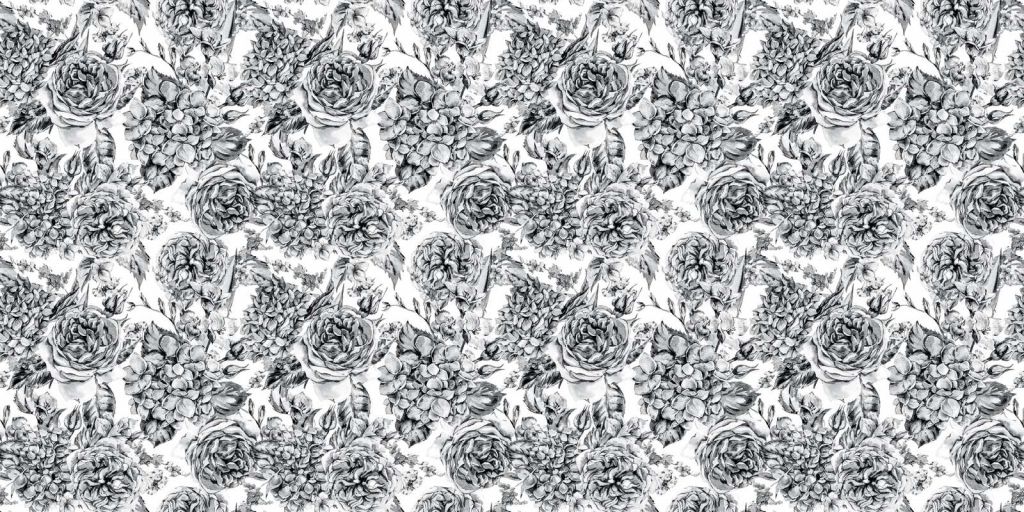Jardin de Fleurs Noir et Blanc