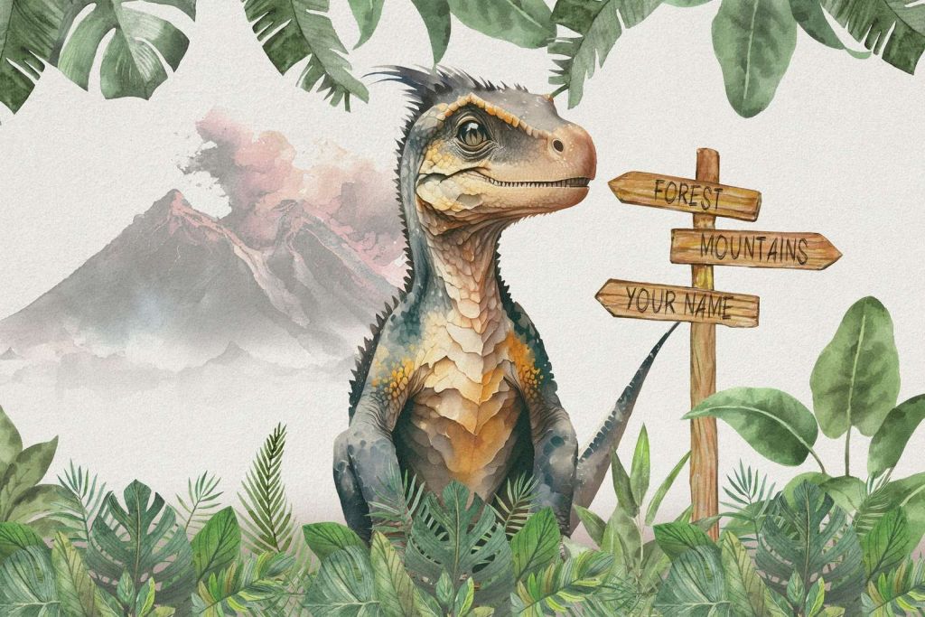 Bébé vélociraptor dans la jungle