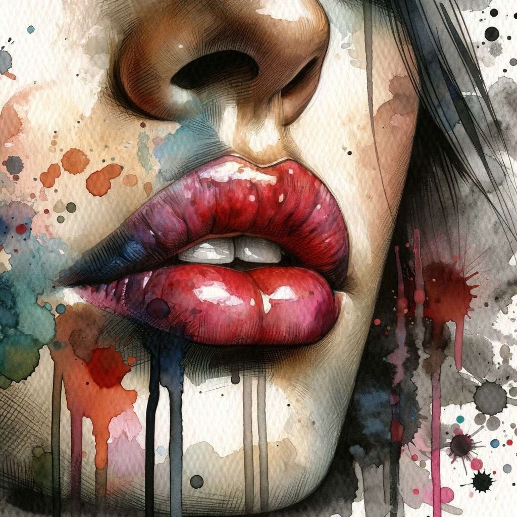 Lèvres de Femme Aquarelle #1