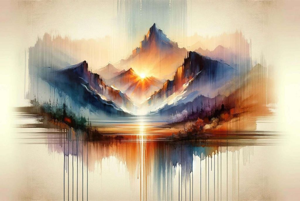 Paysage de montagnes abstraites à l'aquarelle