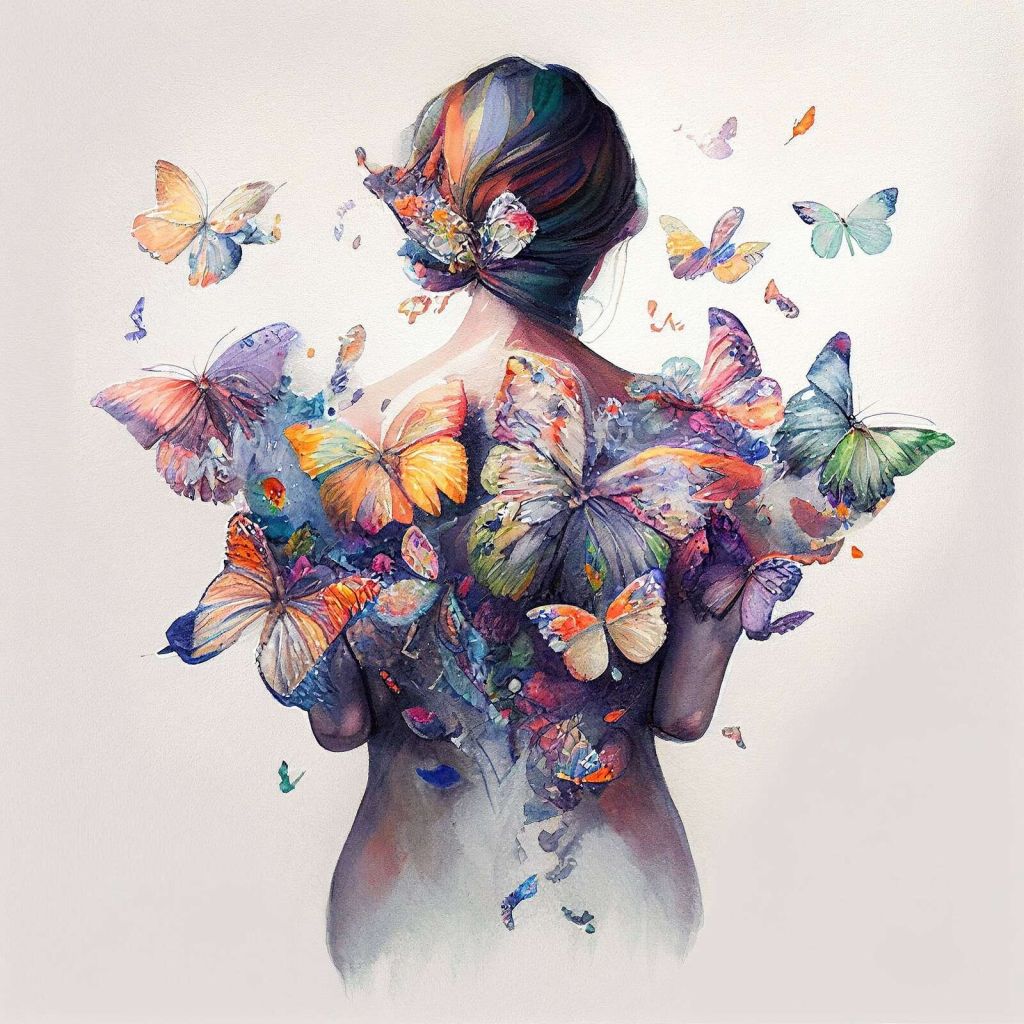 Corps de Femme Papillon Aquarelle #1