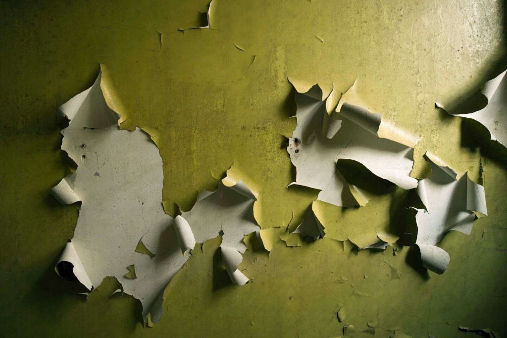 Peinture dégradante sur mur vert