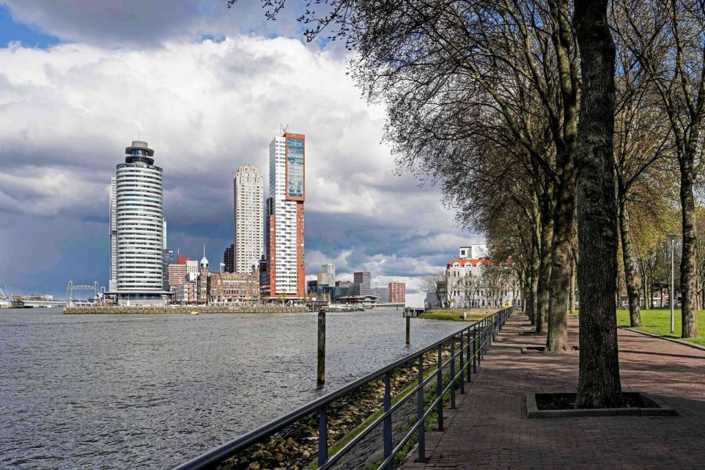 Skyline de Rotterdam depuis le quai
