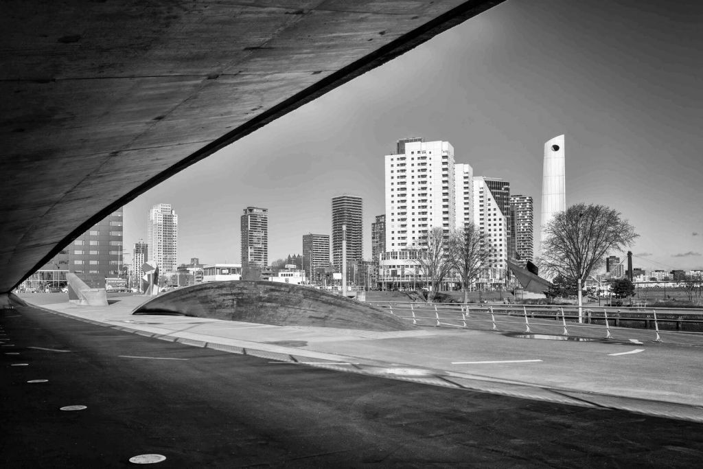 Skyline de Rotterdam sous le pont