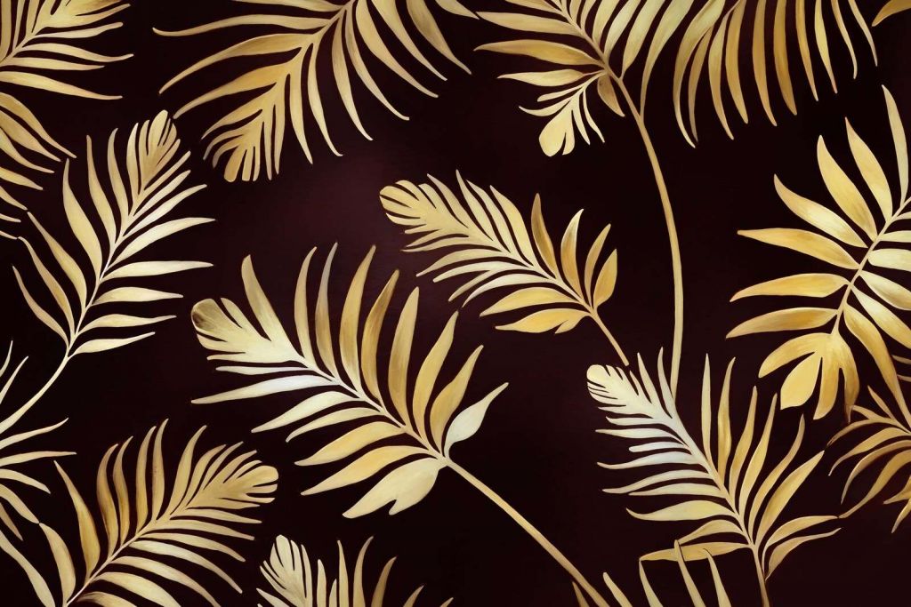 Feuilles dorées sur bronze foncé