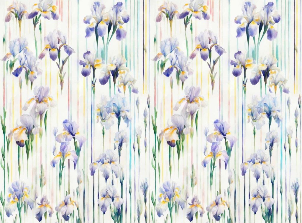 Iris et rayures pastel sans couture
