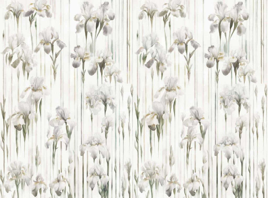 Iris et Rayures Beige Sans Couture