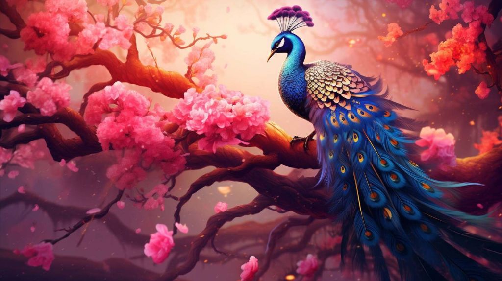 Pavot entre les fleurs de cerisier