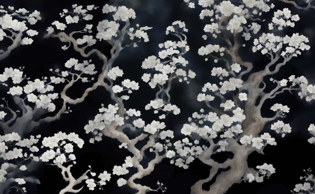 Forêt en fleurs merveilleuse - noire