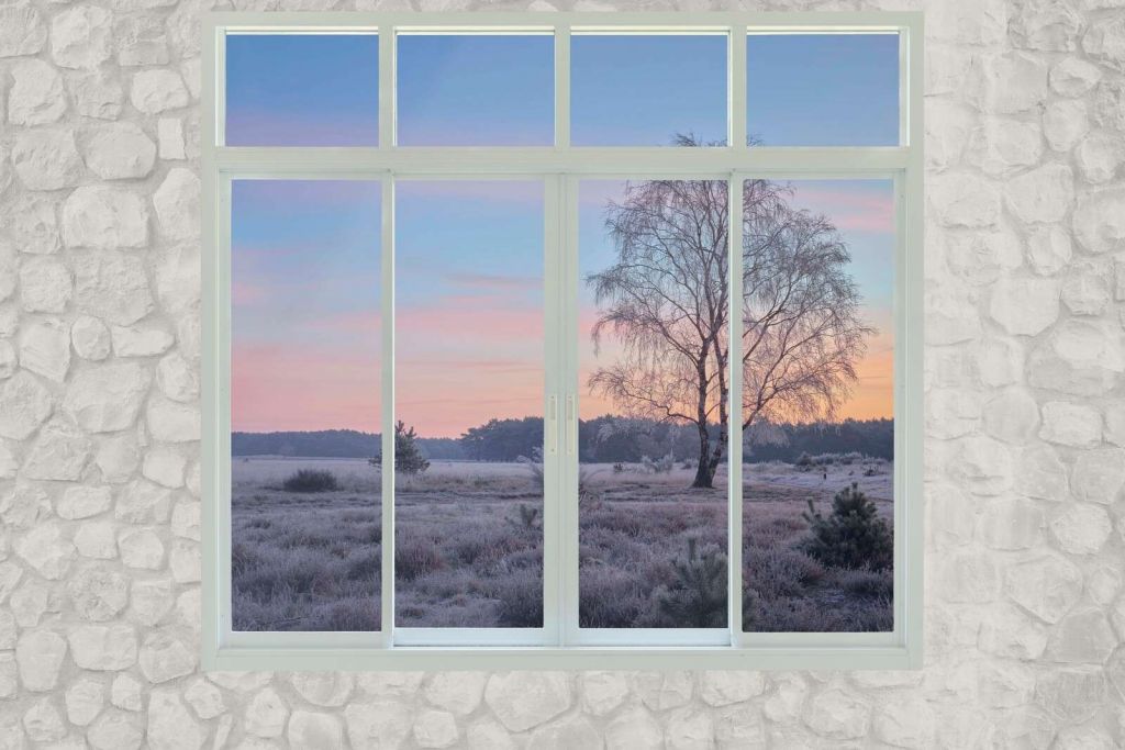 Paysage d'hiver au lever du jour
