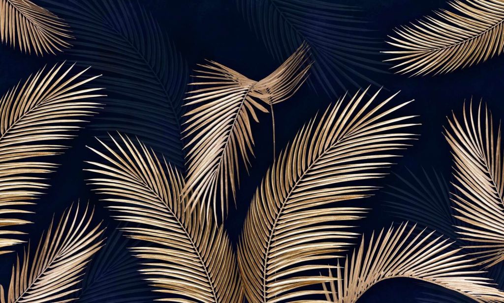 Palmes dorées sur bleu nuit