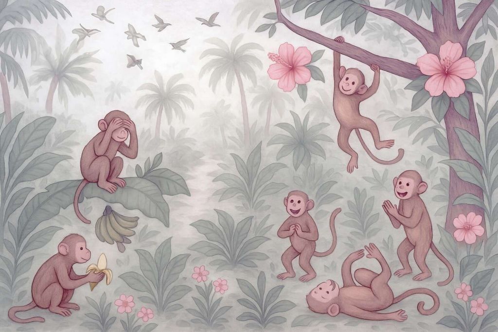 Singes espiègles dans la jungle.