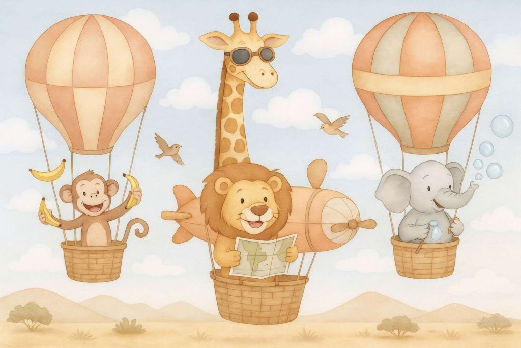 Aventure aérienne avec des animaux joyeux