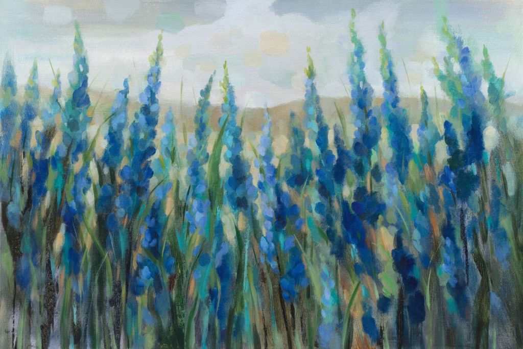 Fleur bleue sous un ciel doux