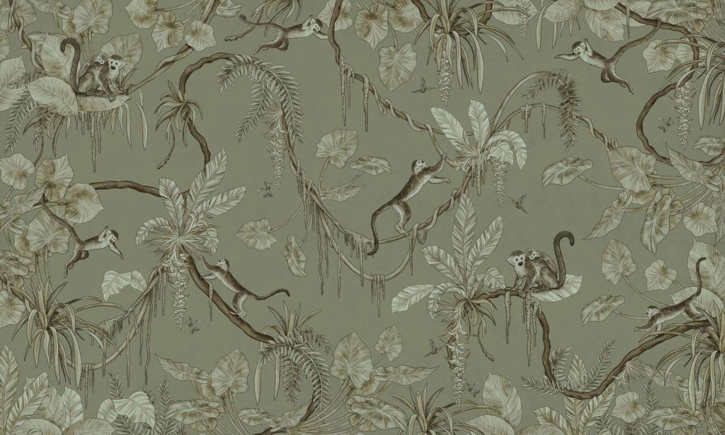 Playful Monkeys - Monochrome - Green