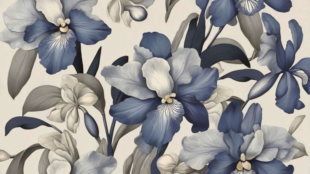 Orchidées bleues en nuances de gris