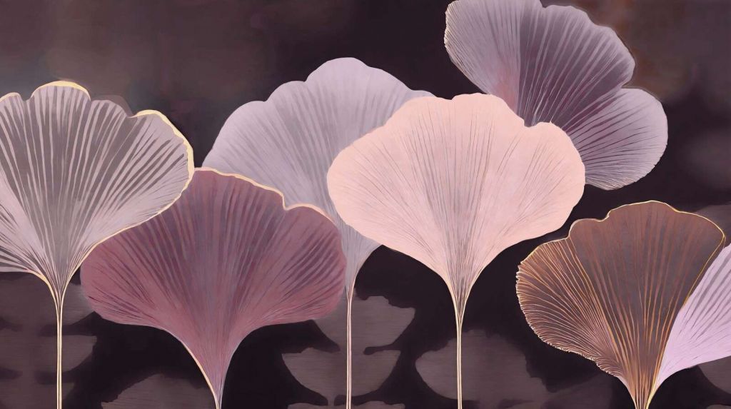 Feuilles de ginkgo dorées au crépuscule