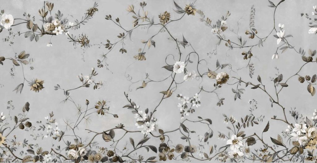 Élégantes branches de fleurs de cerisier en sépia