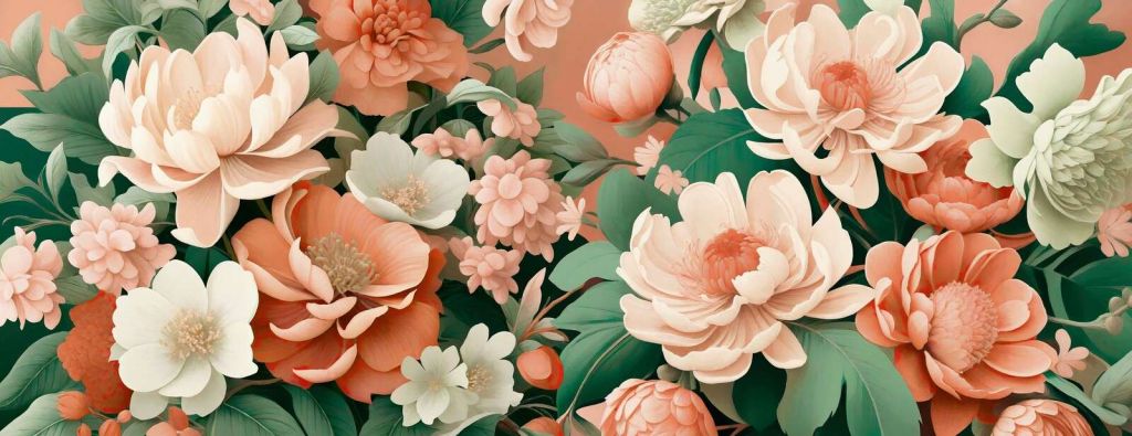 Grandes pivoines dans des tons pêche