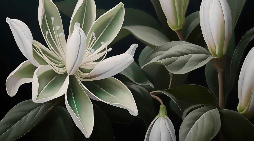 Lys blancs dans la lumière du soir