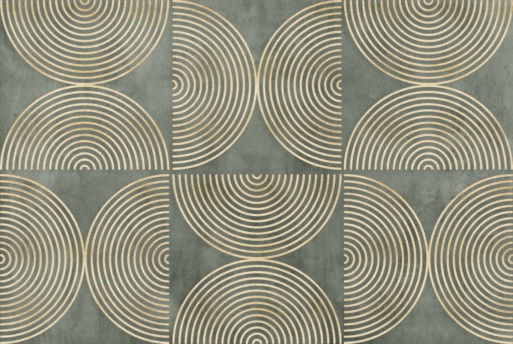 Cercles éclectiques, art moderne, vert et or