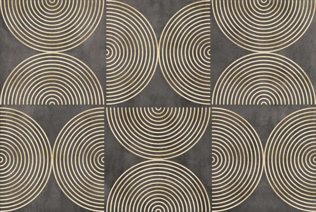 Cercles éclectiques, art moderne, or brun.