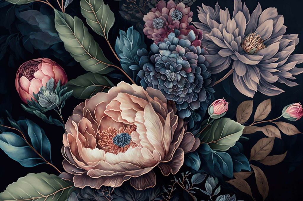 grandes fleurs baroques sombres