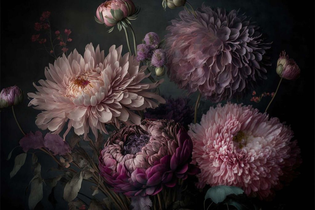 Fleurs maussades rose poudré