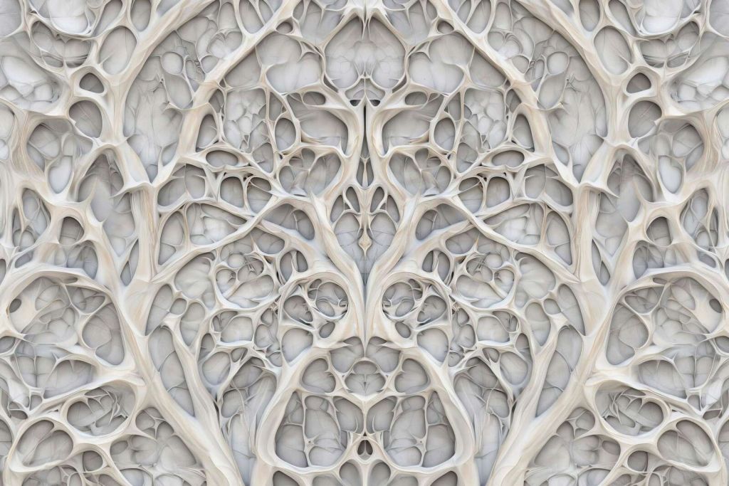 Fractal bone abstract ornaments ivory grey