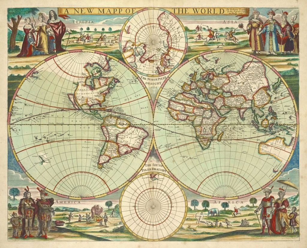 Illustrated vintage world map