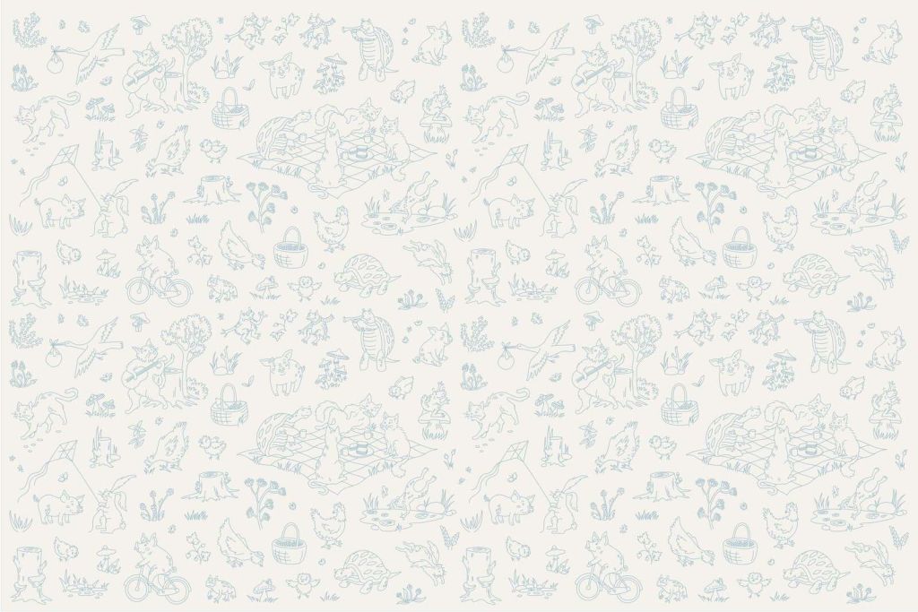 Animaux de la forêt calme imprimé beige et bleu