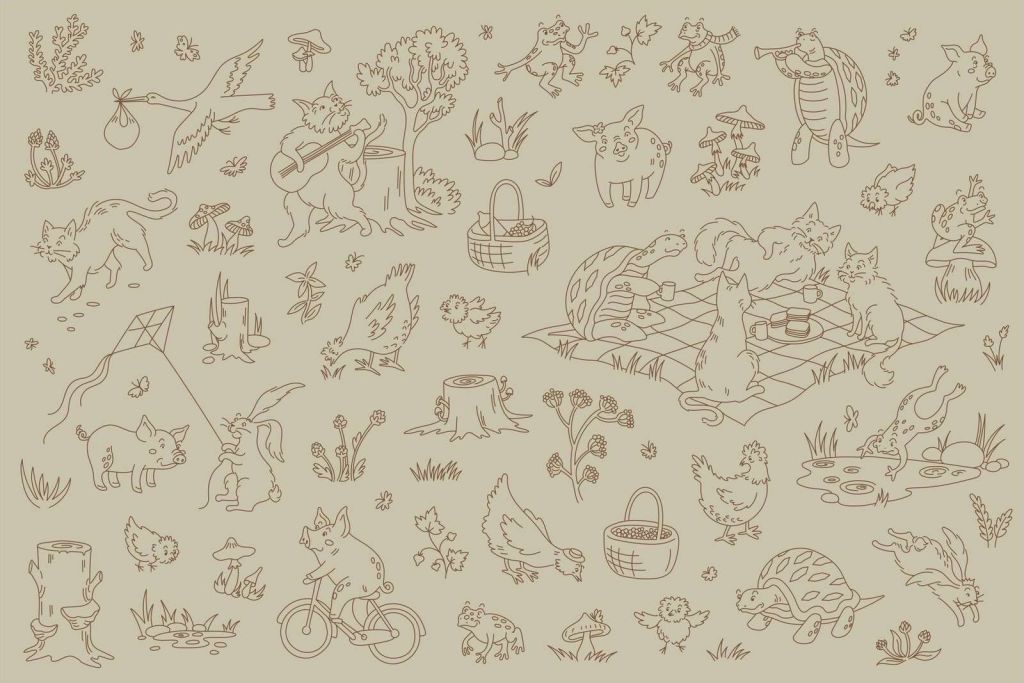 forêt animaux calme gris vert