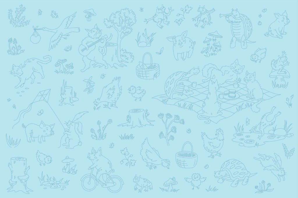 Forêt animaux calme bleu clair