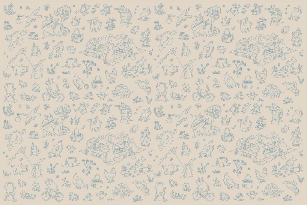 imprimé animaux de forêt paisibles taupe et bleu