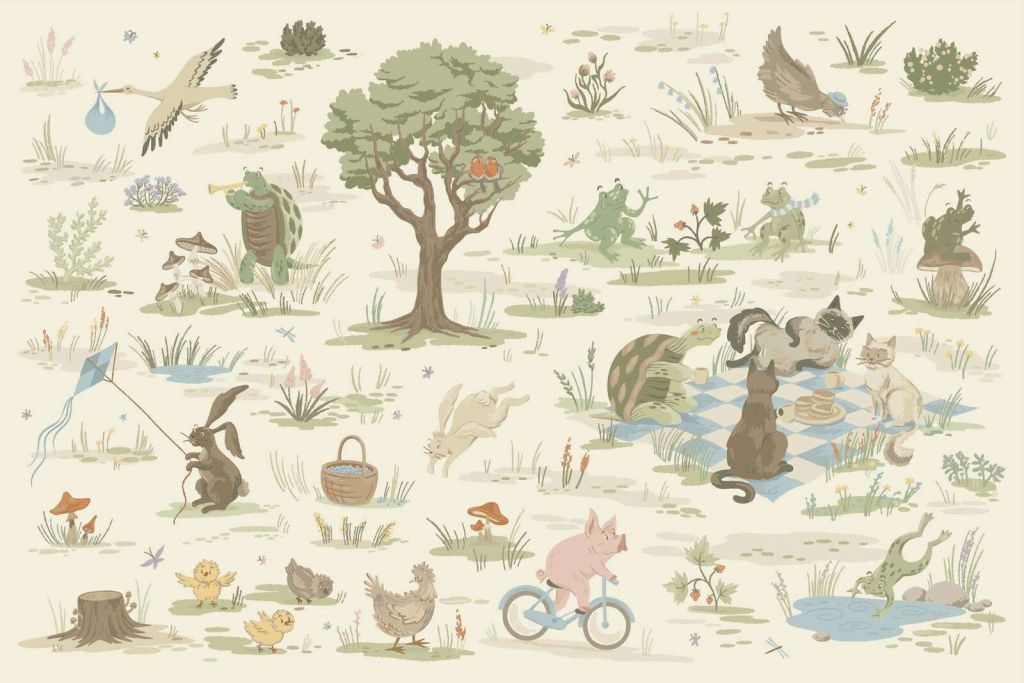 Animaux de la forêt colorés en bleu clair