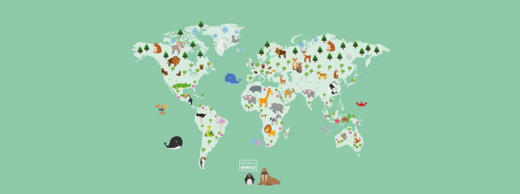 Carte du monde pour les enfants en vert