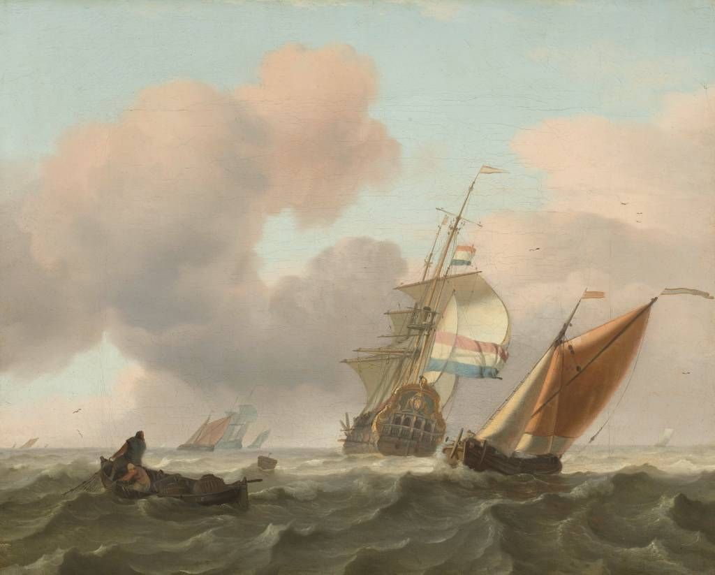 Mer rocailleuse avec des navires