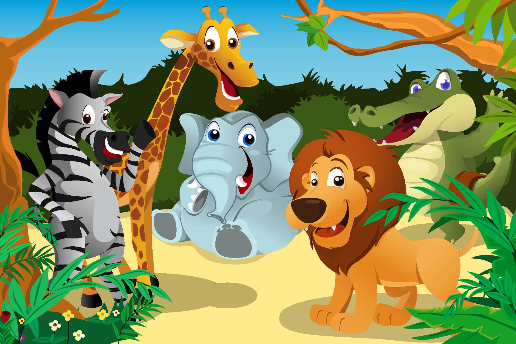 Animaux de Safari - Animaux sauvages joyeux - Chambre des enfants