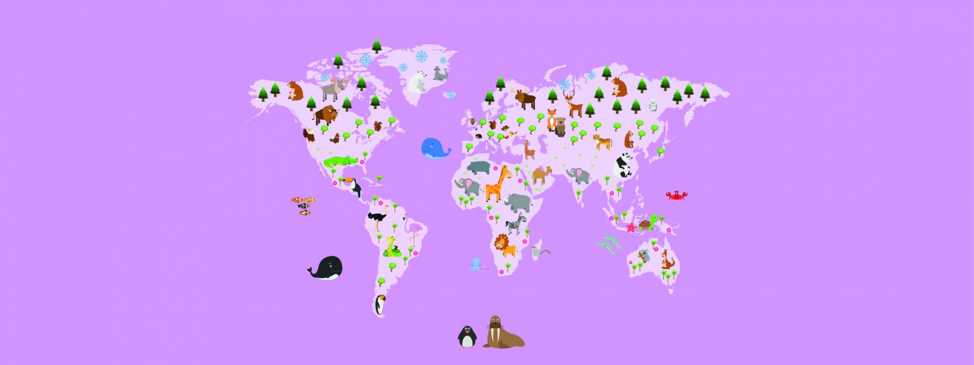 Carte du monde pour les enfants sur fond rose