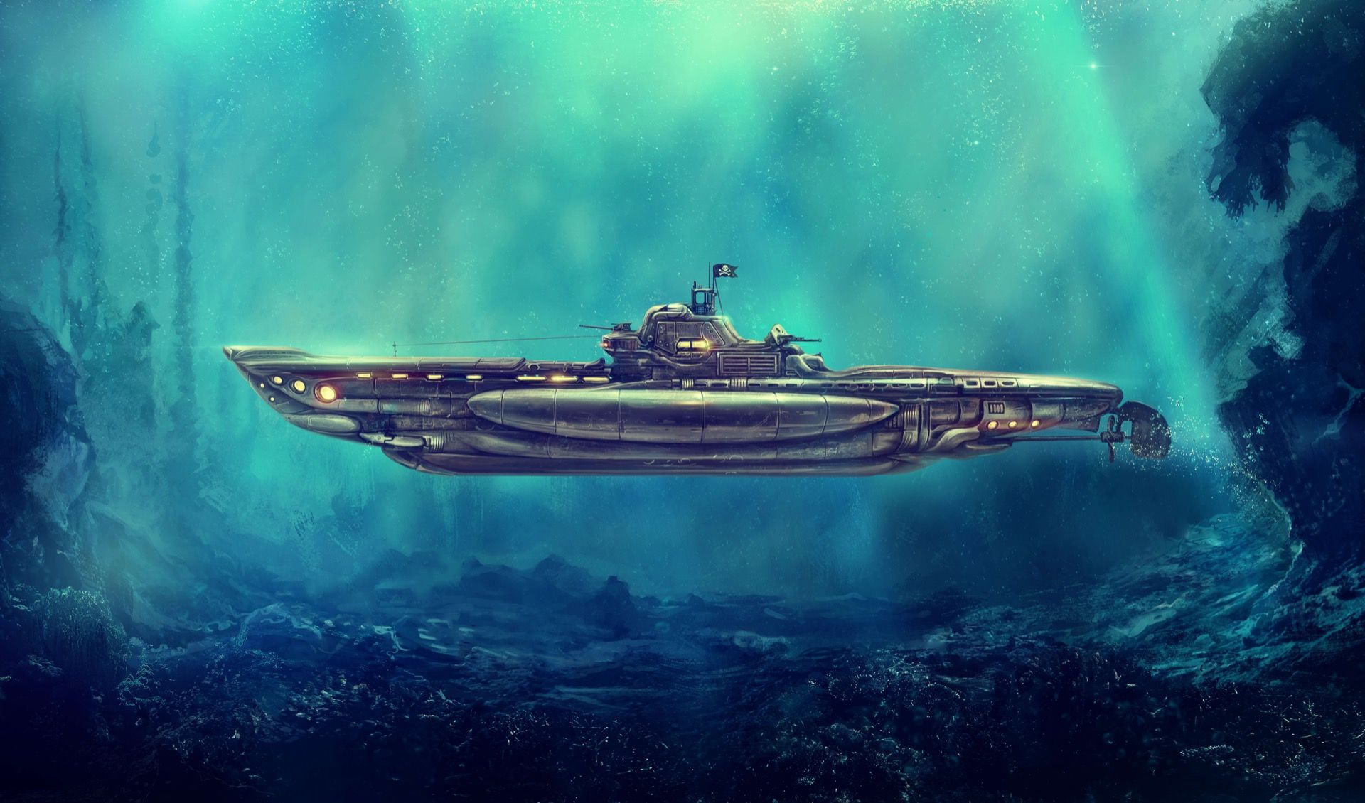 Sous-marin pirate dans le monde sous-marin