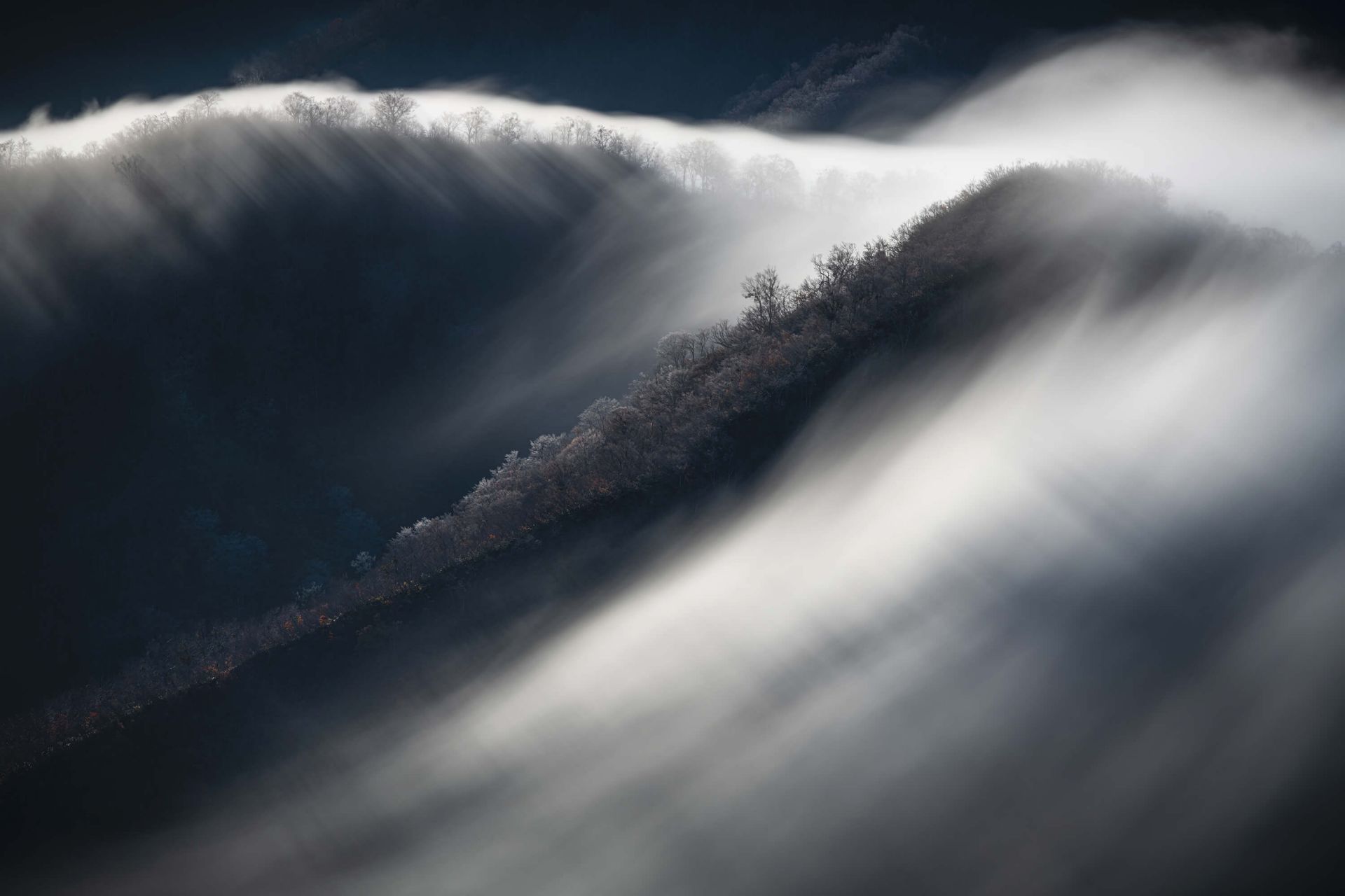 Waterfall clouds and hoarfrost main product photo