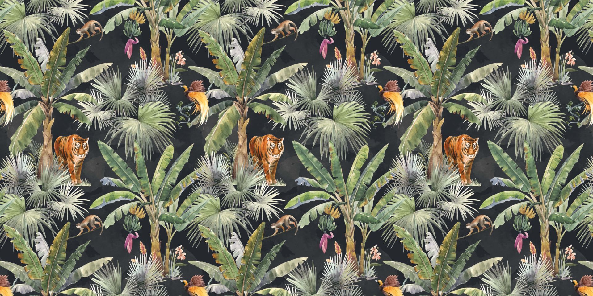 Palmiers et animaux de la jungle