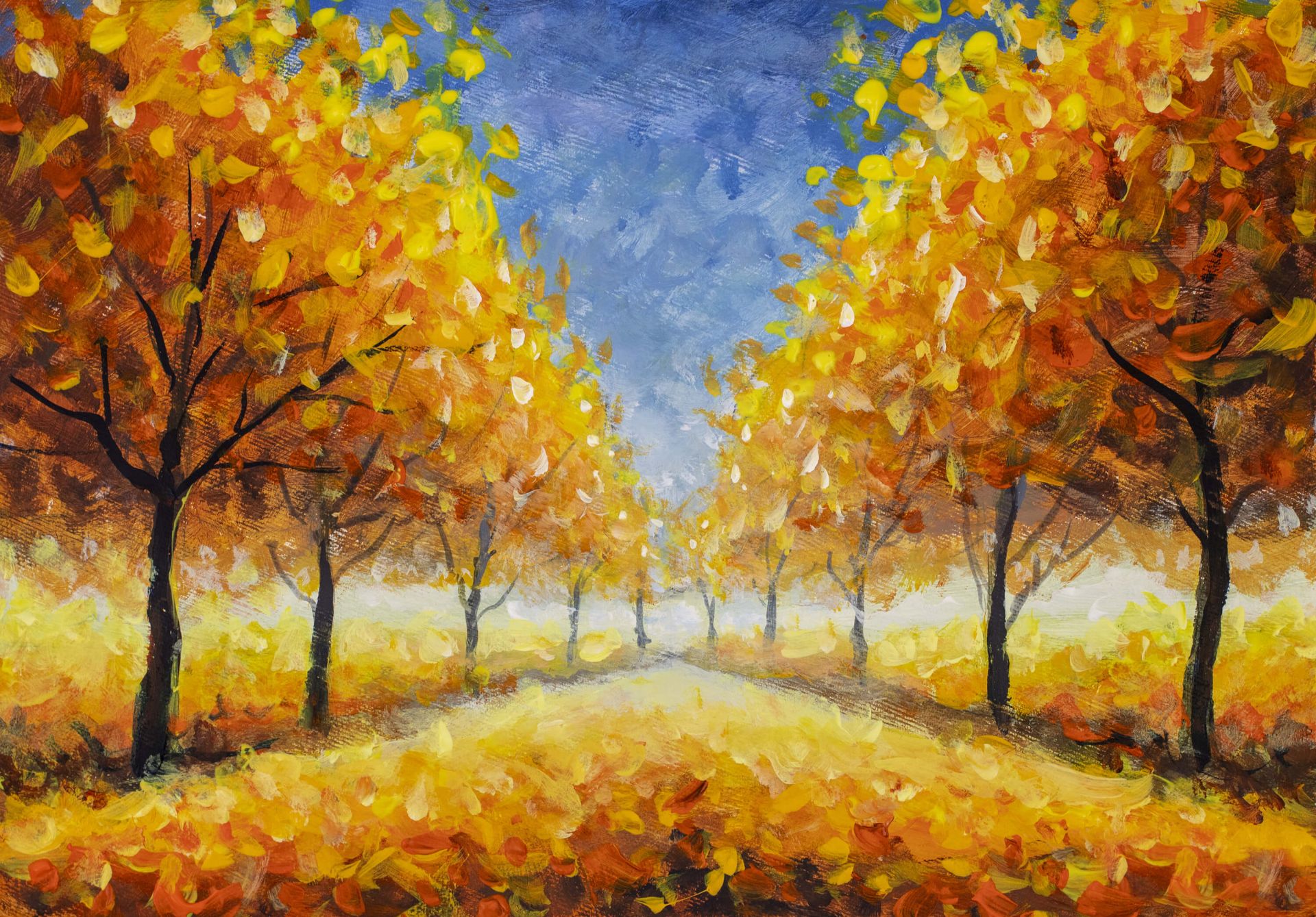 Peinture à l'huile paysage main product photo